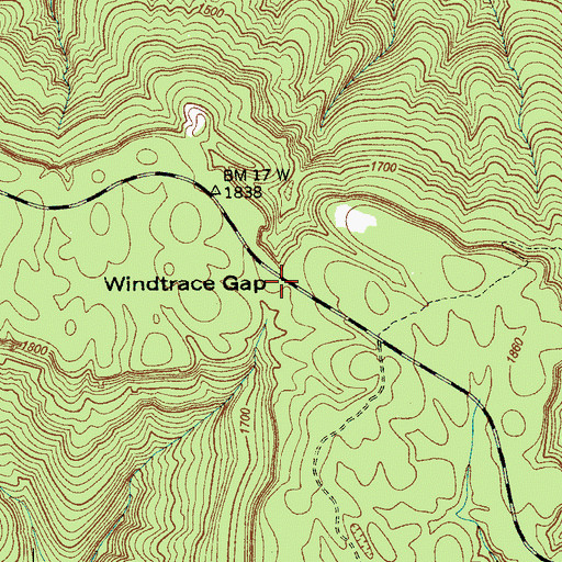 Topographic Map of Windtrace Gap, TN