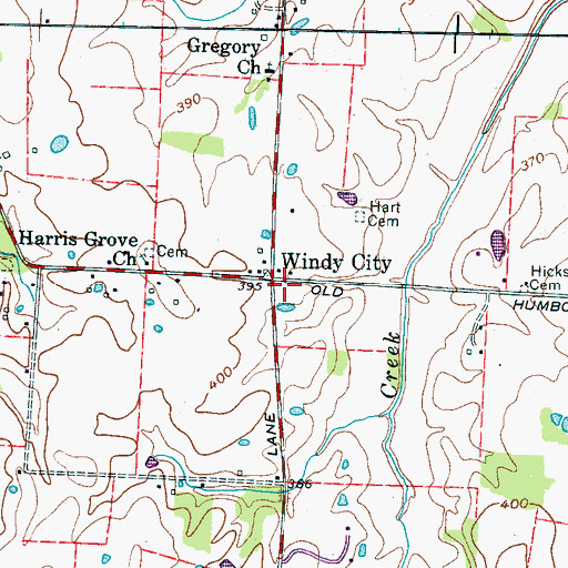 Topographic Map of Windy City, TN