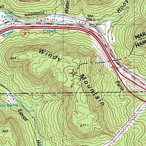 Topographic Map of Windy Mountain, TN