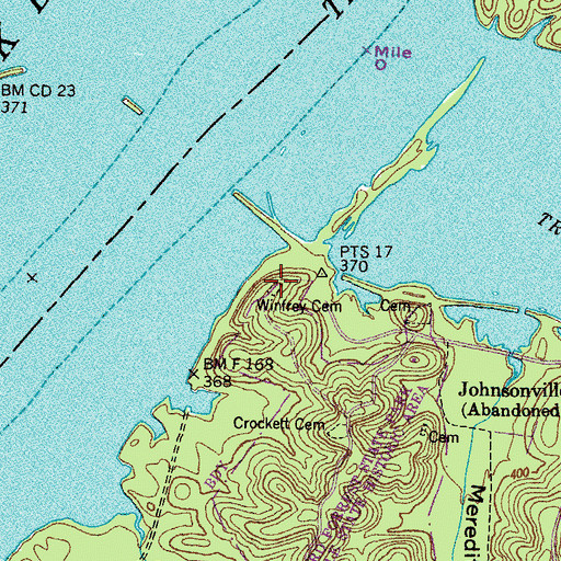Topographic Map of Winfrey Cemetery, TN