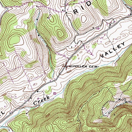 Topographic Map of Winkler Cemetery, TN