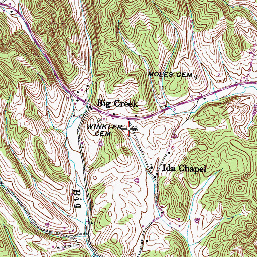 Topographic Map of Winkler Cemetery, TN