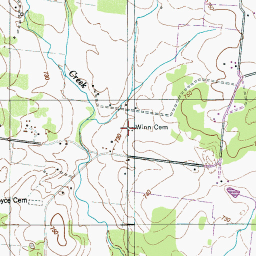Topographic Map of Winn Cemetery, TN