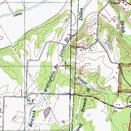 Topographic Map of Winningham Branch, TN