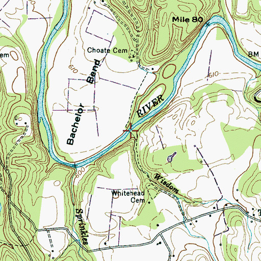 Topographic Map of Wisdom Branch, TN