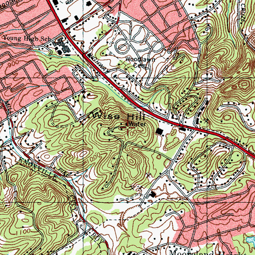 Topographic Map of Wise Hill, TN