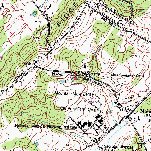 Topographic Map of Wise Spring, TN