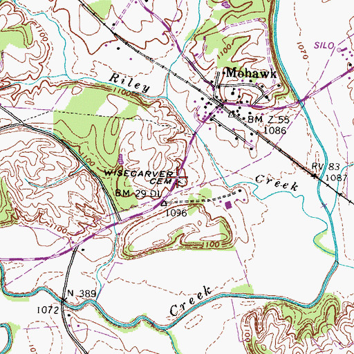 Topographic Map of Wisecarver Cemetery, TN