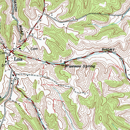 Topographic Map of Wiseman Spring, TN