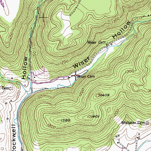 Topographic Map of Wiser Cemetery, TN
