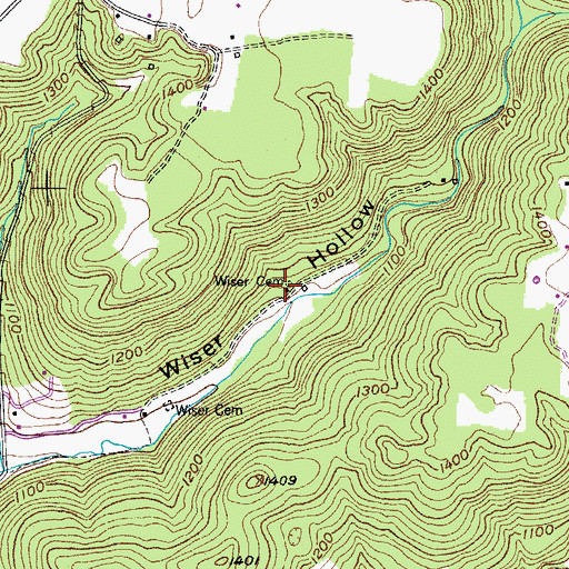 Topographic Map of Wiser Cemetery, TN