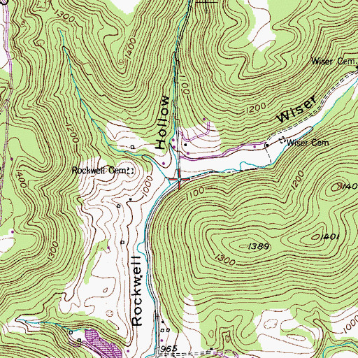 Topographic Map of Wiser Hollow, TN