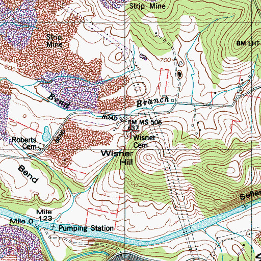 Topographic Map of Wisner Cemetery, TN