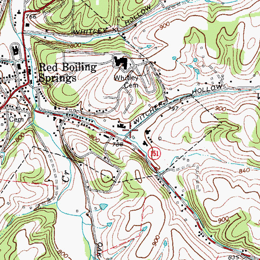 Topographic Map of Witcher Hollow, TN