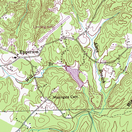 Topographic Map of Witt Branch, TN