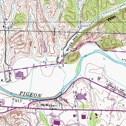 Topographic Map of Witt Hollow, TN