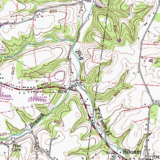 Topographic Map of Wix Branch, TN