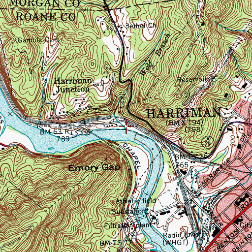 Topographic Map of Wolf Branch, TN