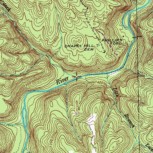 Topographic Map of Wolf Branch, TN