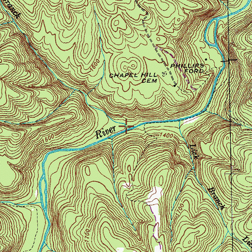Topographic Map of Wolf Branch, TN