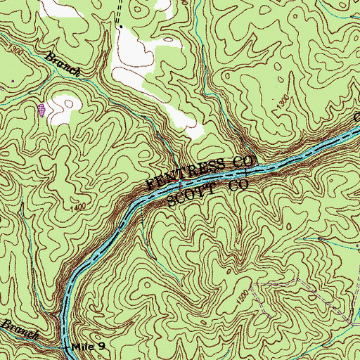 Topographic Map of Wolf Branch, TN
