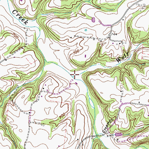 Topographic Map of Wolf Branch, TN