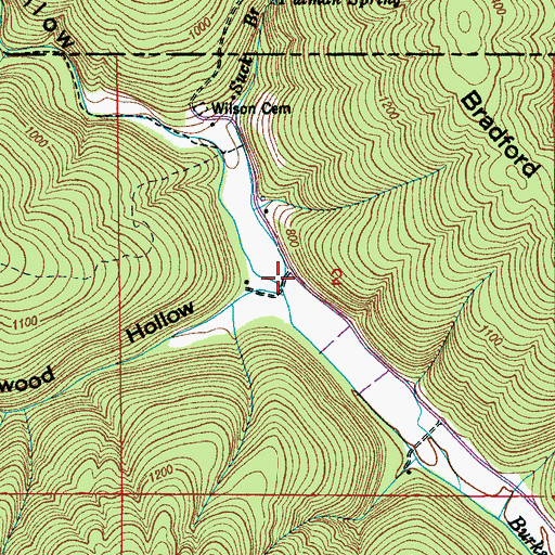 Topographic Map of Suck Branch, AL