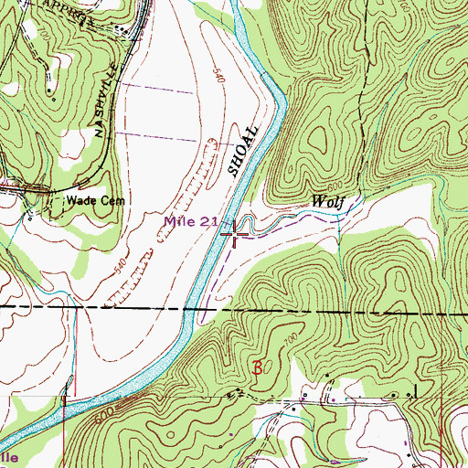 Topographic Map of Wolf Creek, TN