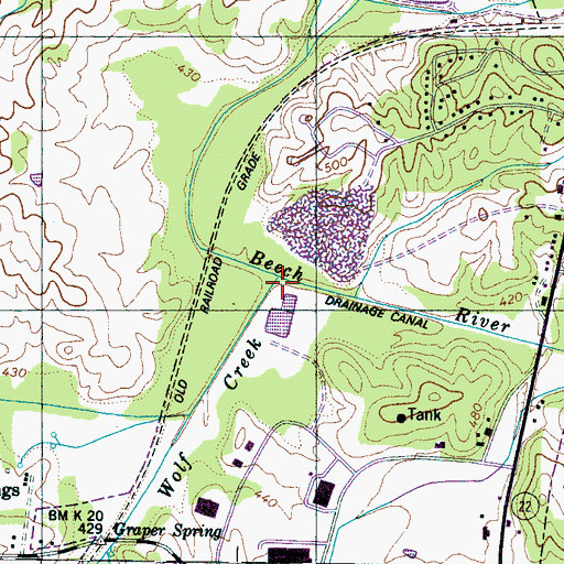 Topographic Map of Wolf Creek, TN