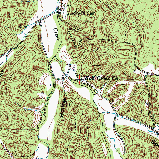 Topographic Map of Wolf Creek Church, TN