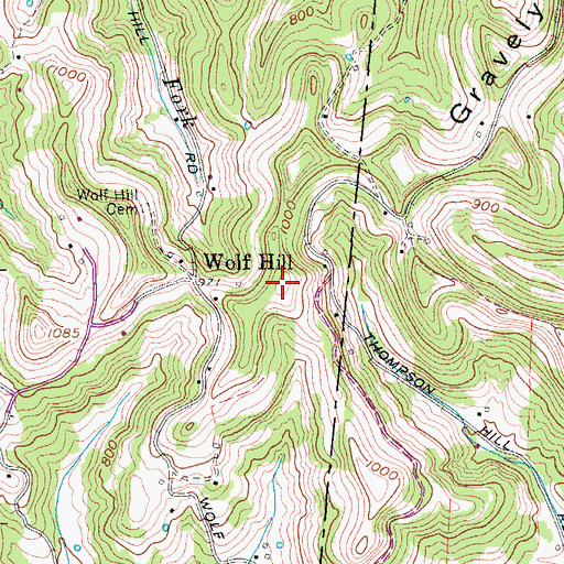 Topographic Map of Wolf Hill, TN