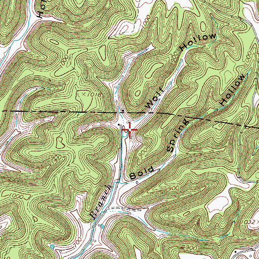 Topographic Map of Wolf Hollow, TN