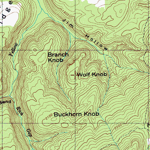 Topographic Map of Wolf Knob, TN