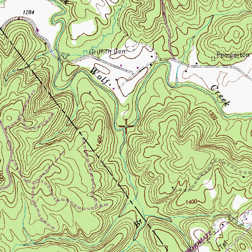 Topographic Map of Wolf Pen Branch, TN