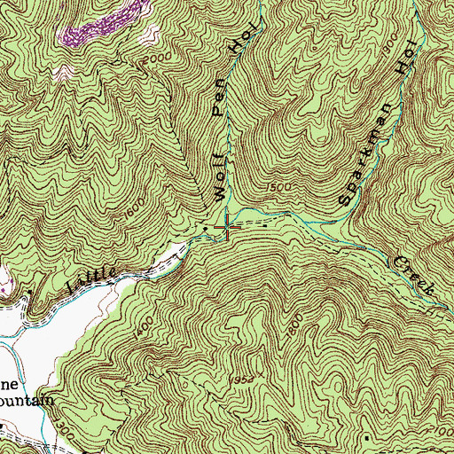 Topographic Map of Wolf Pen Hollow, TN