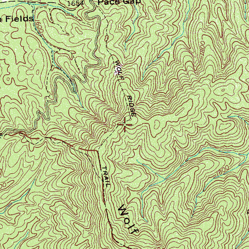 Topographic Map of Wolf Ridge Trail, TN