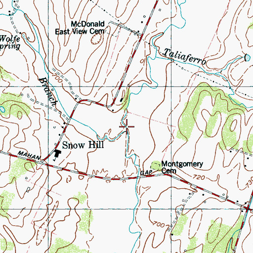 Topographic Map of Wolfe Branch, TN