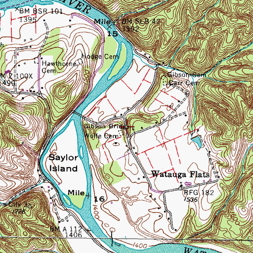 Topographic Map of Wolfe Cemetery, TN