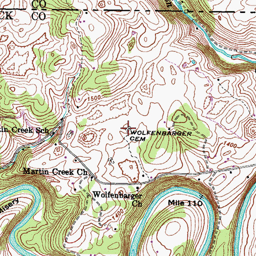 Topographic Map of Wolfenbarger Cemetery, TN