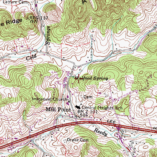 Topographic Map of Wolford Spring, TN