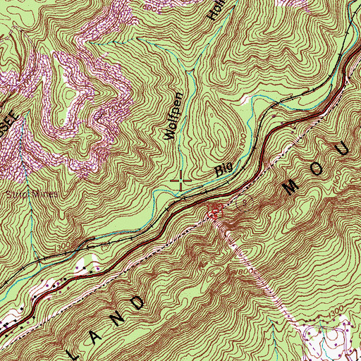Topographic Map of Wolfpen Hollow, TN