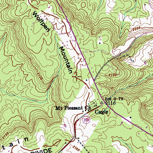 Topographic Map of Wolfpen Mountain, TN
