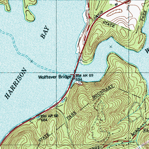 Topographic Map of Wolftever Bridge, TN