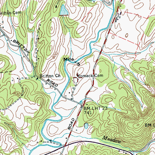 Topographic Map of Womack Cemetery, TN