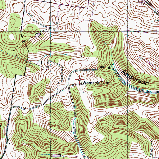 Topographic Map of Womack Cemetery, TN