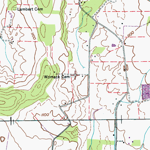 Topographic Map of Womack Cemetery, TN