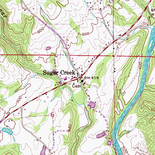 Topographic Map of Sugar Creek, AL