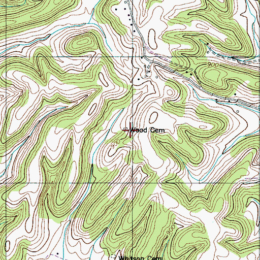 Topographic Map of Wood Cemetery, TN