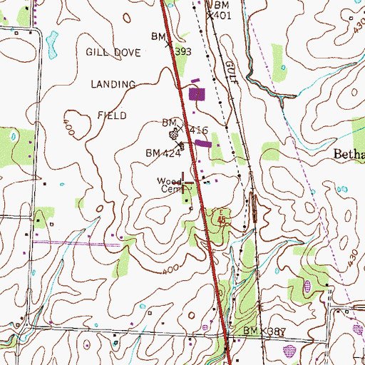 Topographic Map of Wood Cemetery, TN