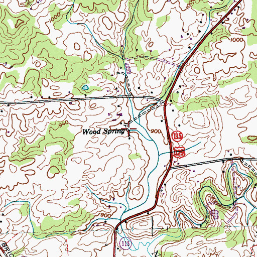 Topographic Map of Wood Spring, TN